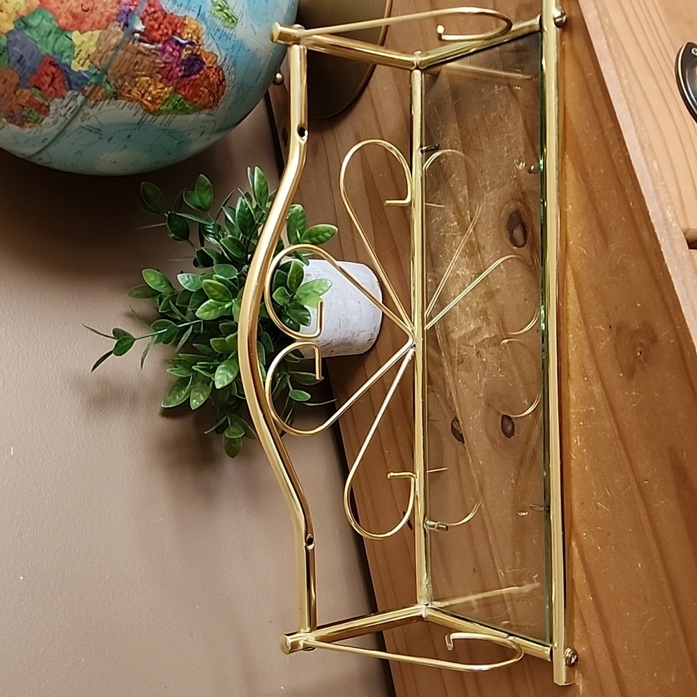 Vintage Gold Bathroom Shelf With Glass Insert